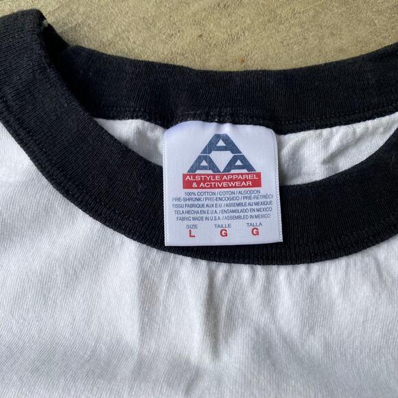 VINTAGE TASTY GREENS POPEYES SHIRT RINGER WHITE TEE SHIRT LRG - Picture 4 of 6